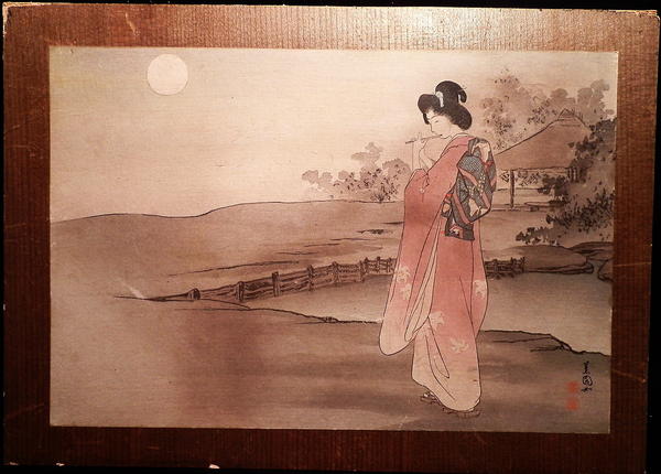 Bijin Playing a Shakuhachi