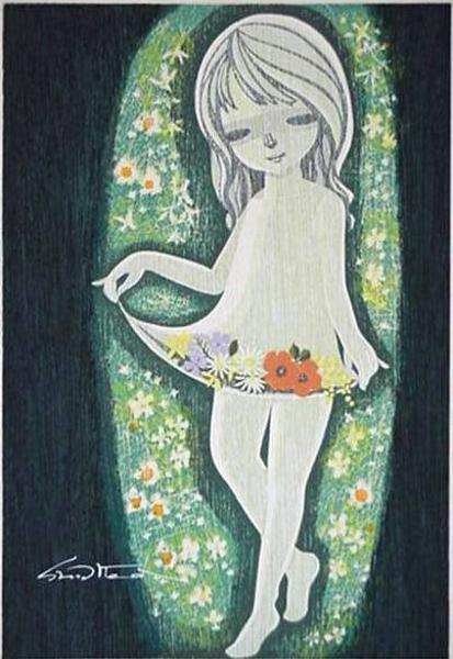 Girl with flowers on dress
