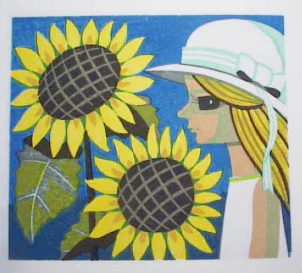Unknown - sunflowers and girl