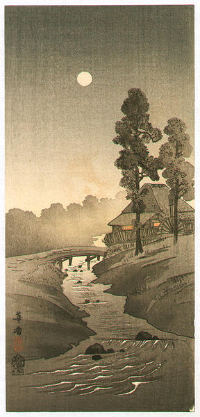 House by Creek at Night