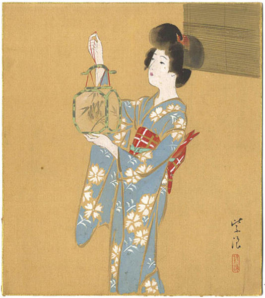 Bijin Holding a Firefly Cage