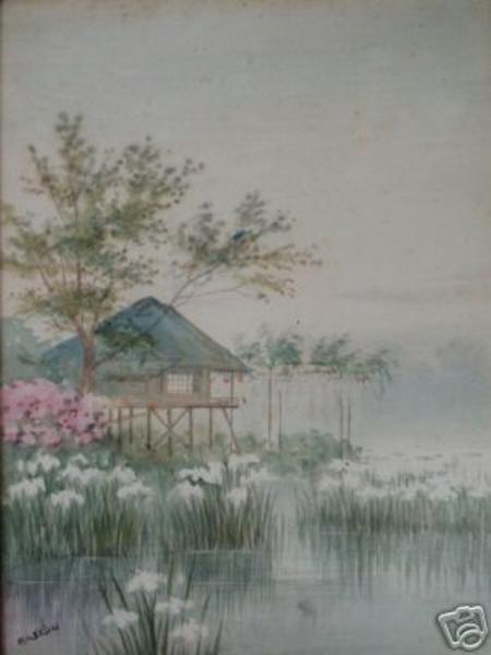 Hut by iris pond