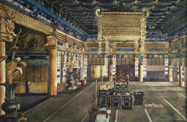 The interior of a temple