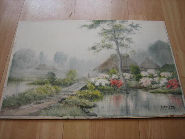 Farm with stream and flowers
