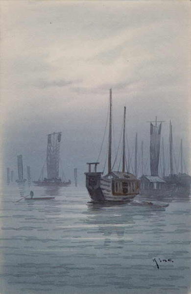 Sailboats on misty ocean- 2