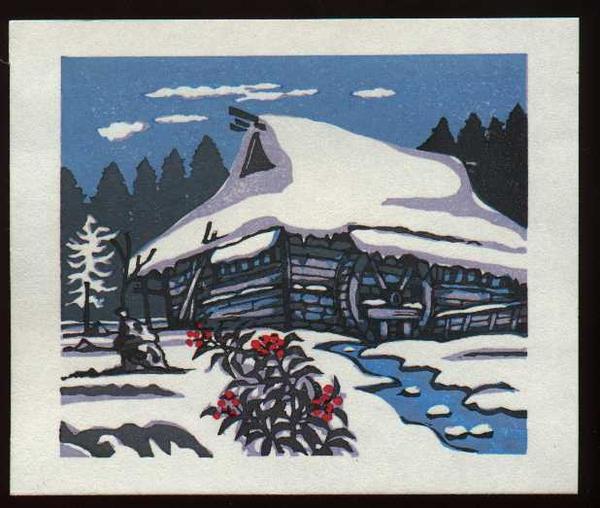 Farmhouse in snow