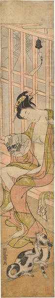 Woman fanning herself after a bath