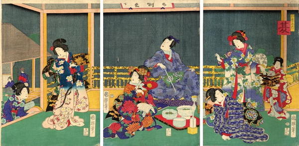 Prince Genji enjoying an open air supper
