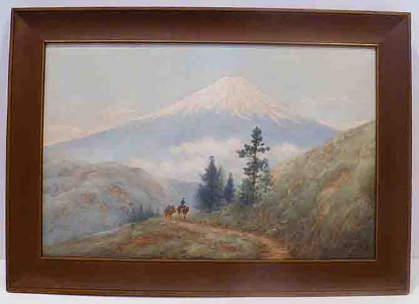 Mt. Fuji - Misty Day With Horseman on Mountain trail