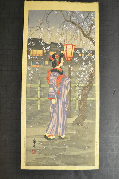 Bijin Under Cherry Tree at Night