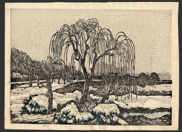 Shinobazu Pond in snow
