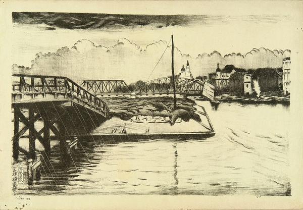 Distant view of Tenjin Bridge