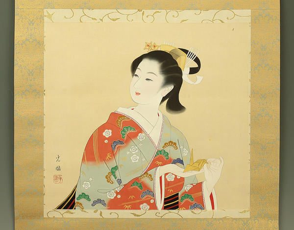Bijin with Folded paper Crane