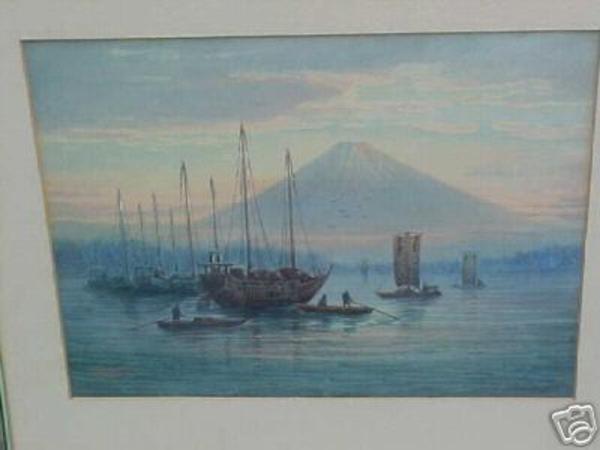 Mt Fuji and Ships in Bay