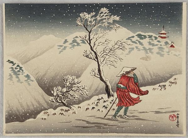 Mountain Temple in Snow