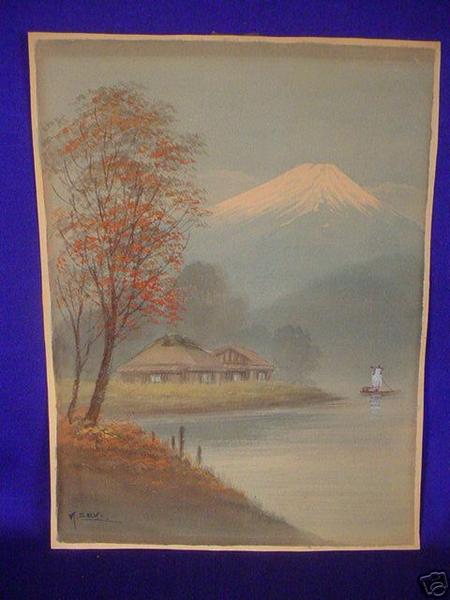 Farm by river near Mt Fuji
