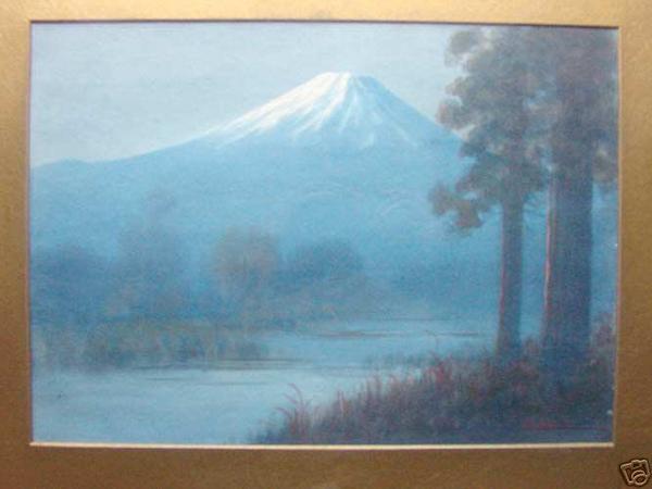 Mt Fuji with foreground lake river