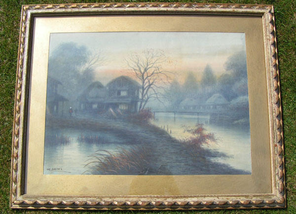 Small village beside river