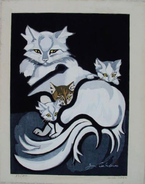 Unknown, cat and kittens