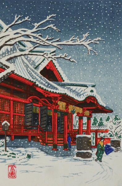 Red Temple in Snow