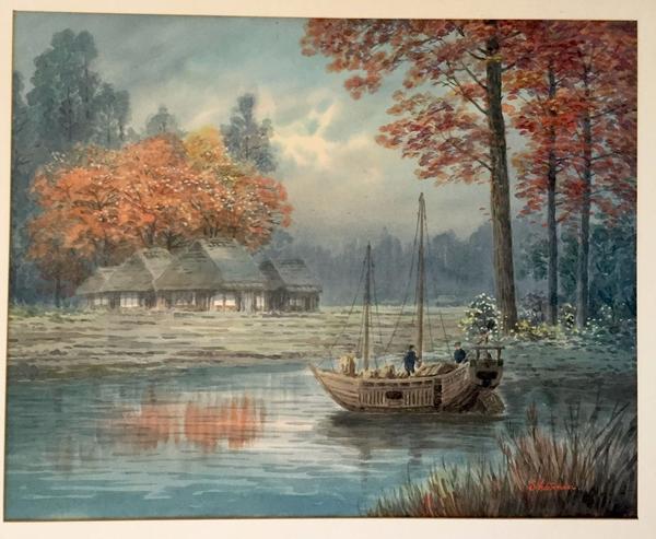 Boat by Farmhouse in Autumn