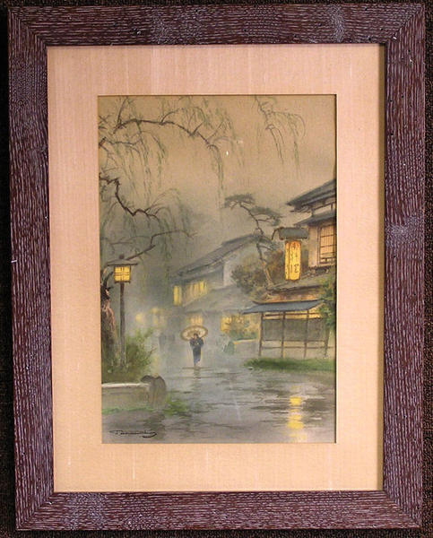 Misty rain village scene