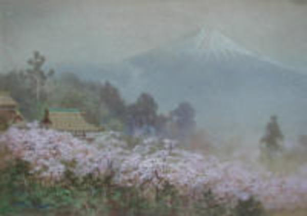 Mt Fuji from Village in Spring
