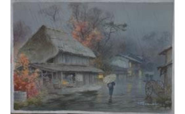 Rainy night street scene