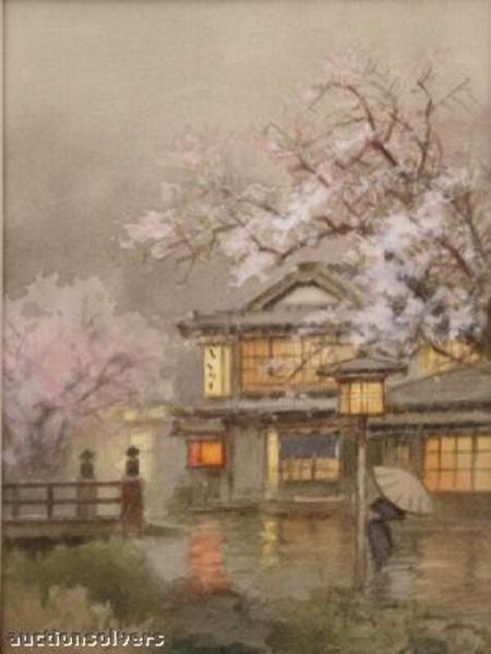 Spring rain in village