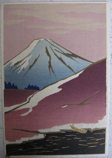 Snowy Fuji and Lake