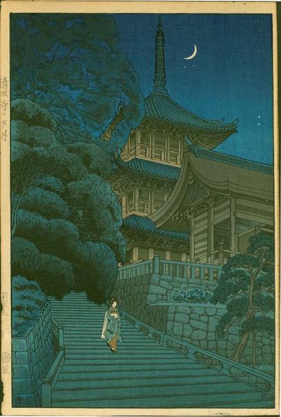 Evening Moon at Kiyomizu Temple