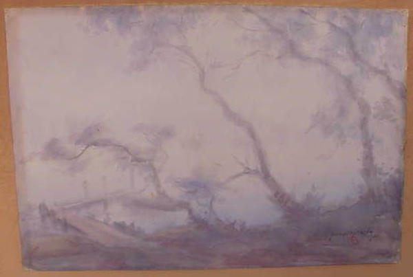 River boat landing in mist