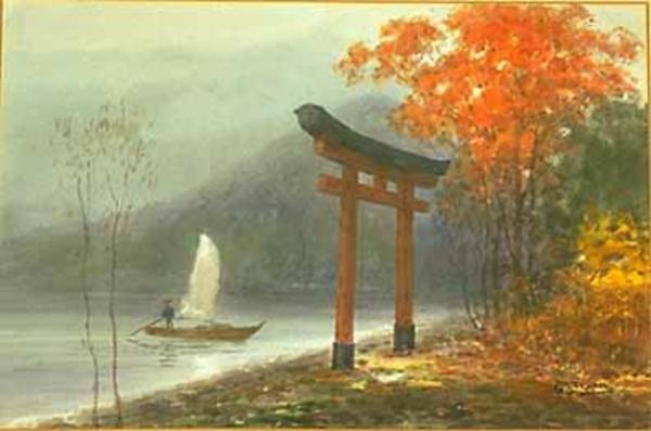 Nikko Lake Chuzenji with sailbaot