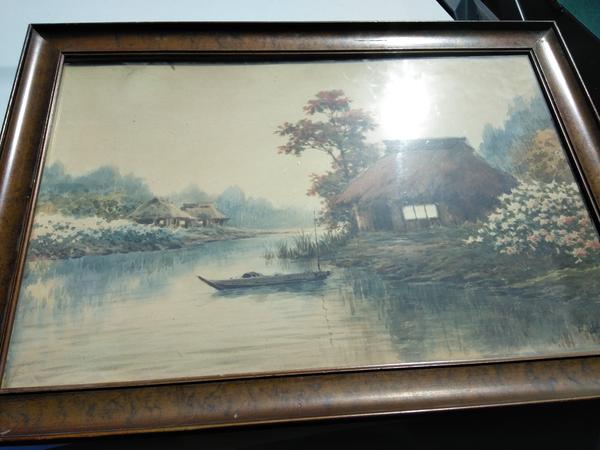 Boat on Stream by Farmhouse