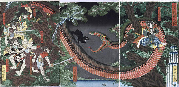 Yorimitsu Breaks Hakamadare's
Magical Spell and Captures Him