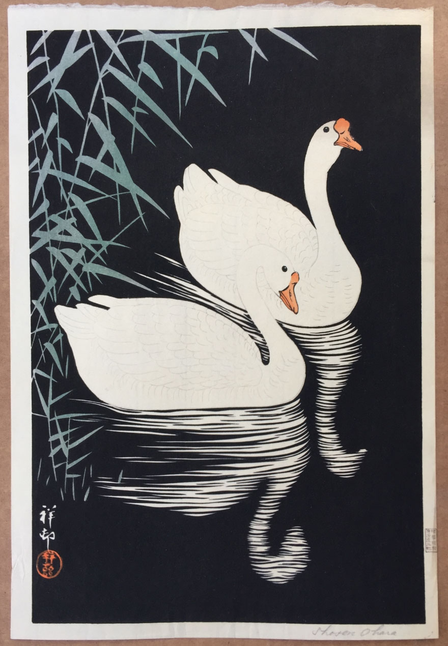 Shoson Swans with what appears to be an added Watanabe A seal